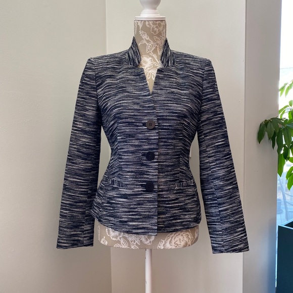 NWOT Lafayette 148 Black/White Woven Fitted Blazer